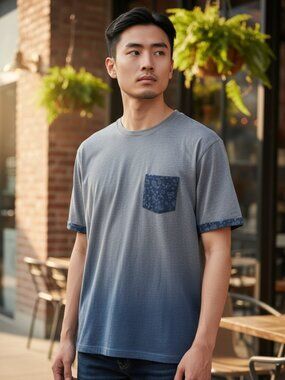 Mossimo Supply Co Gray Blue Pocket T-Shirt Size Large EUC